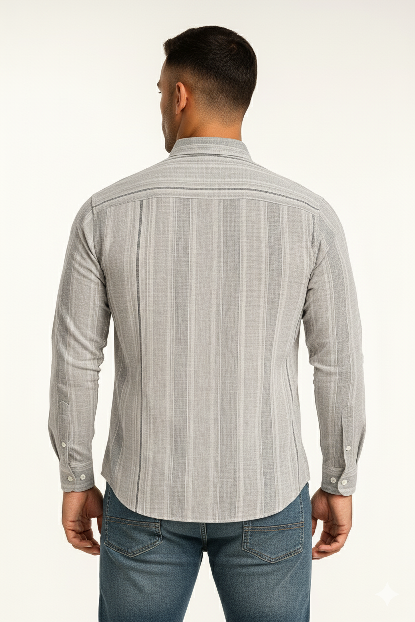 Men’s Casual Vertical Lining Striped Shirt