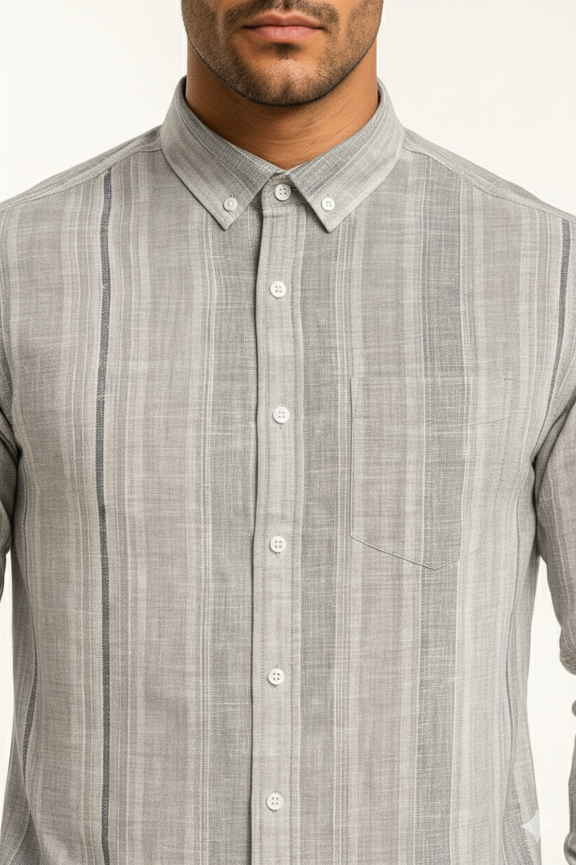 Men’s Casual Vertical Lining Striped Shirt