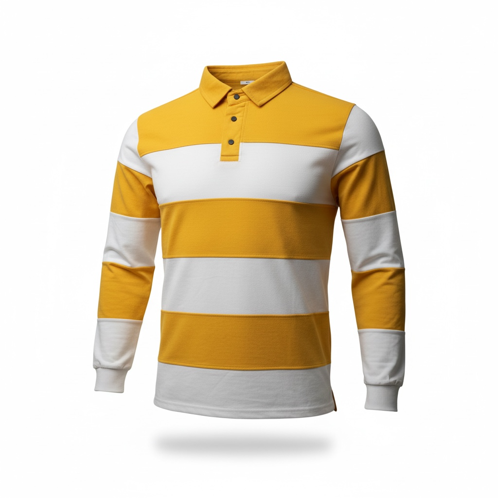 Men’s Yellow & White Striped Polo T-Shirt