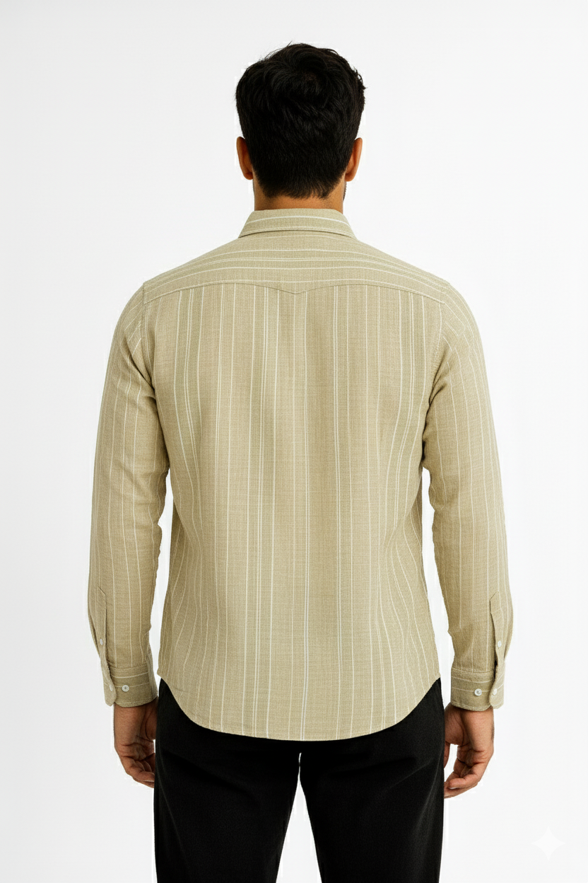 Men’s Casual Vertical Lining Striped Shirt