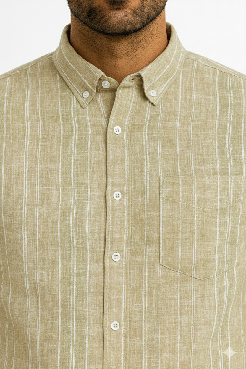 Men’s Casual Vertical Lining Striped Shirt