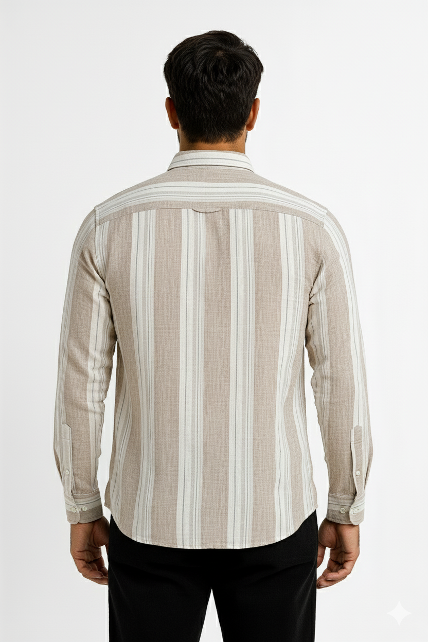 Men’s Casual Vertical Lining Striped Shirt