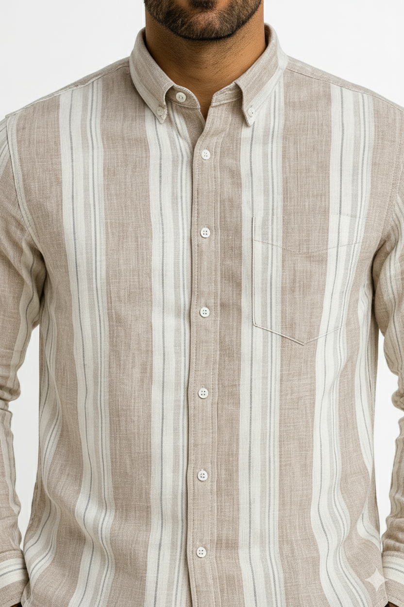 Men’s Casual Vertical Lining Striped Shirt