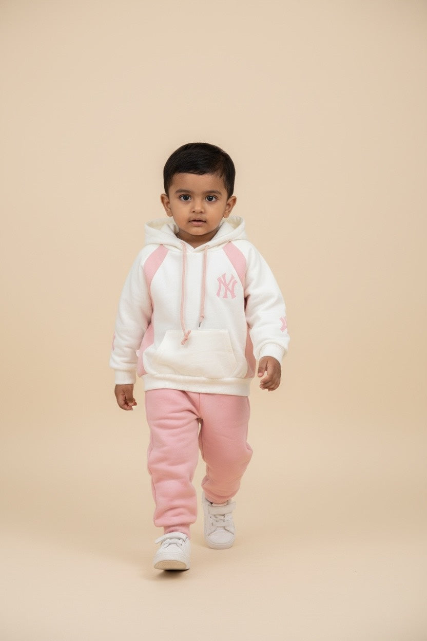 Cream & Pink Kids Hooded Tracksuit Set – Fatzer Kids Wear
