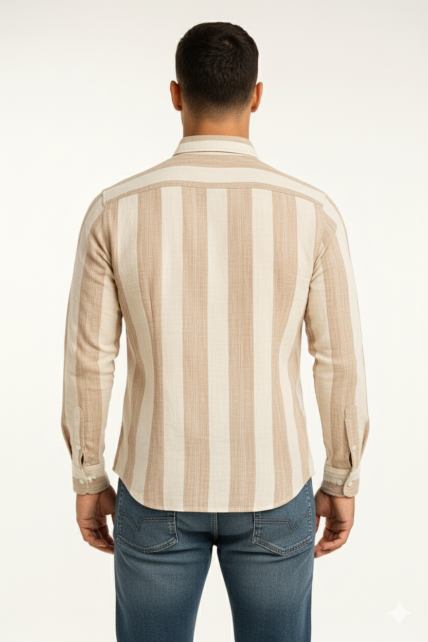 Men’s Casual Vertical Lining Striped Shirt