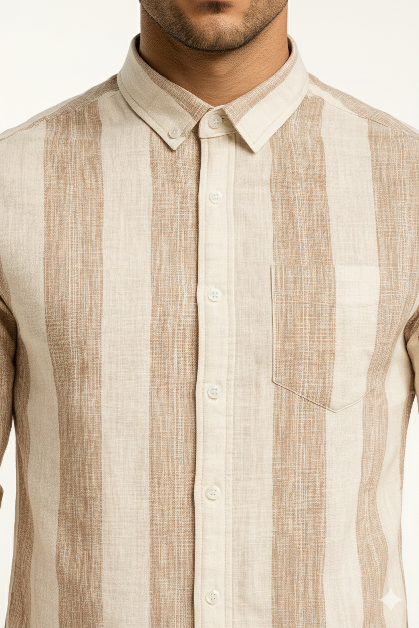 Men’s Casual Vertical Lining Striped Shirt