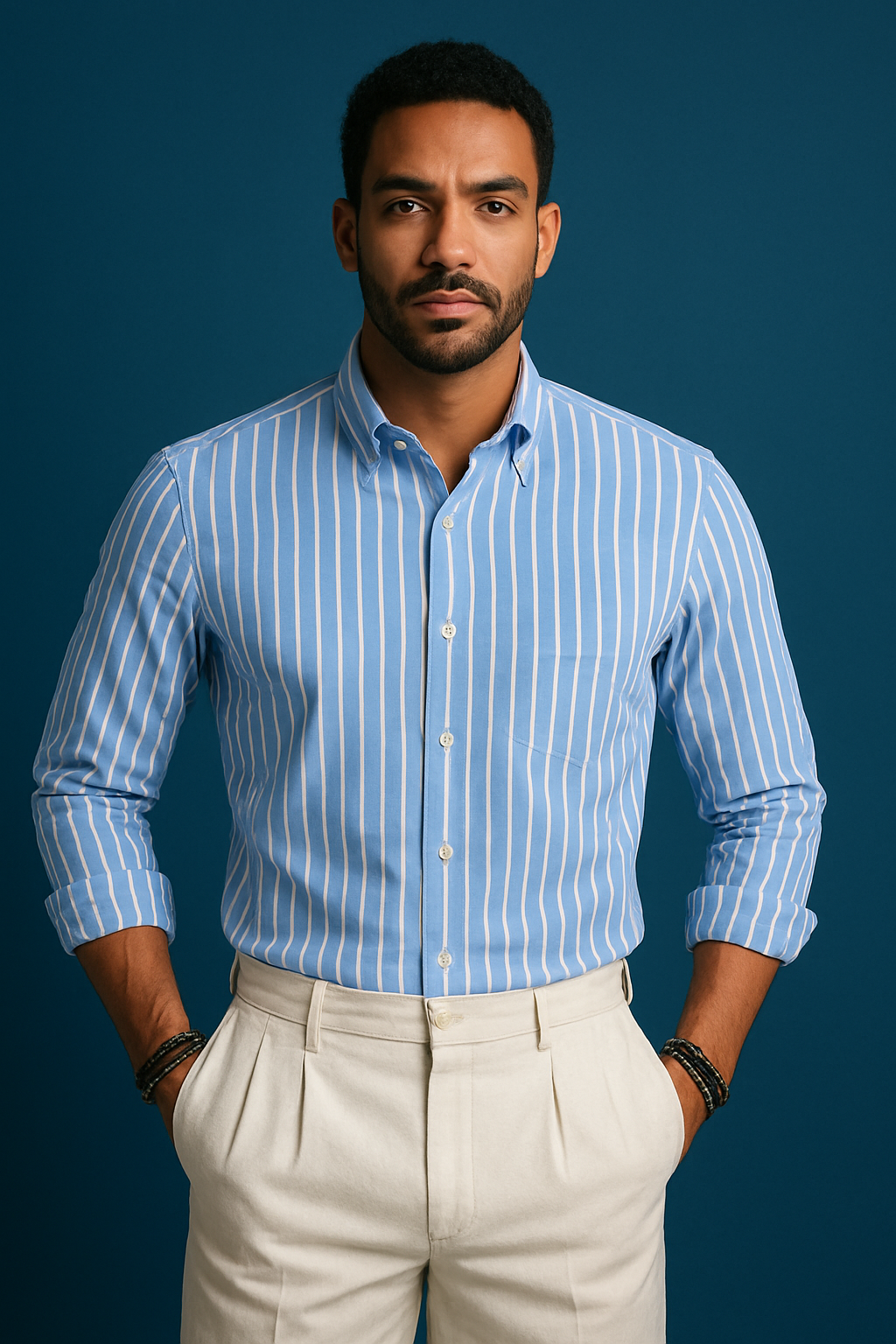 Men’s Lining Stripe Formal Shirt - Light Sky Blue