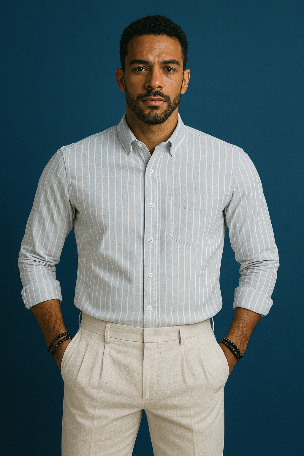 Men’s Lining Stripe Formal Shirt - Pale Sage Grey