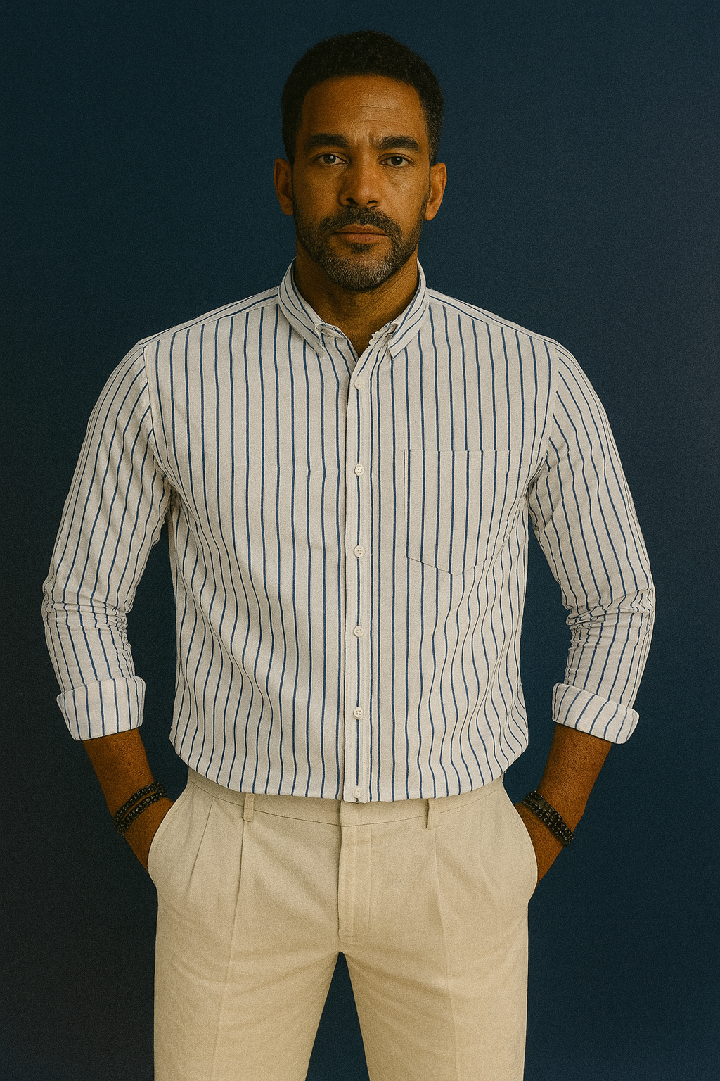 Men’s Lining Stripe Formal Shirt - Powder Grey