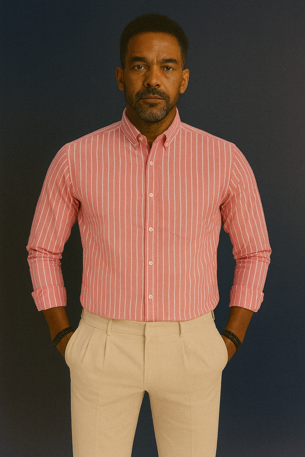 Men’s Lining Stripe Formal Shirt - Rose Taupe