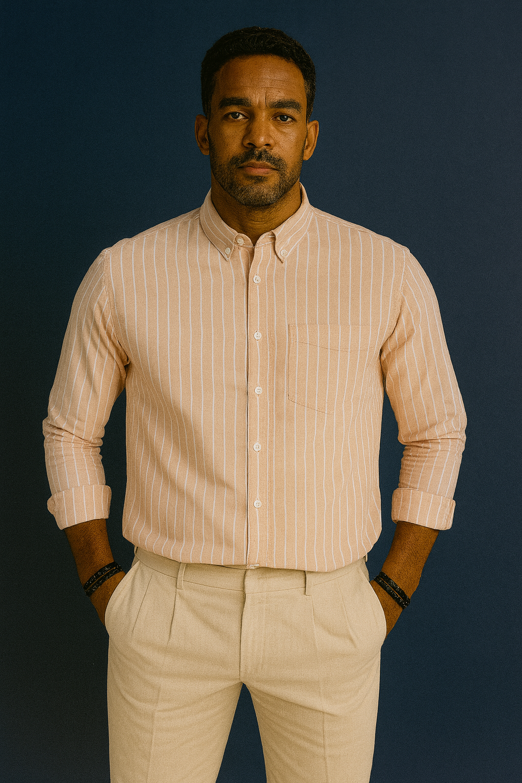 Men’s Lining Stripe Formal Shirt - Desert Sand
