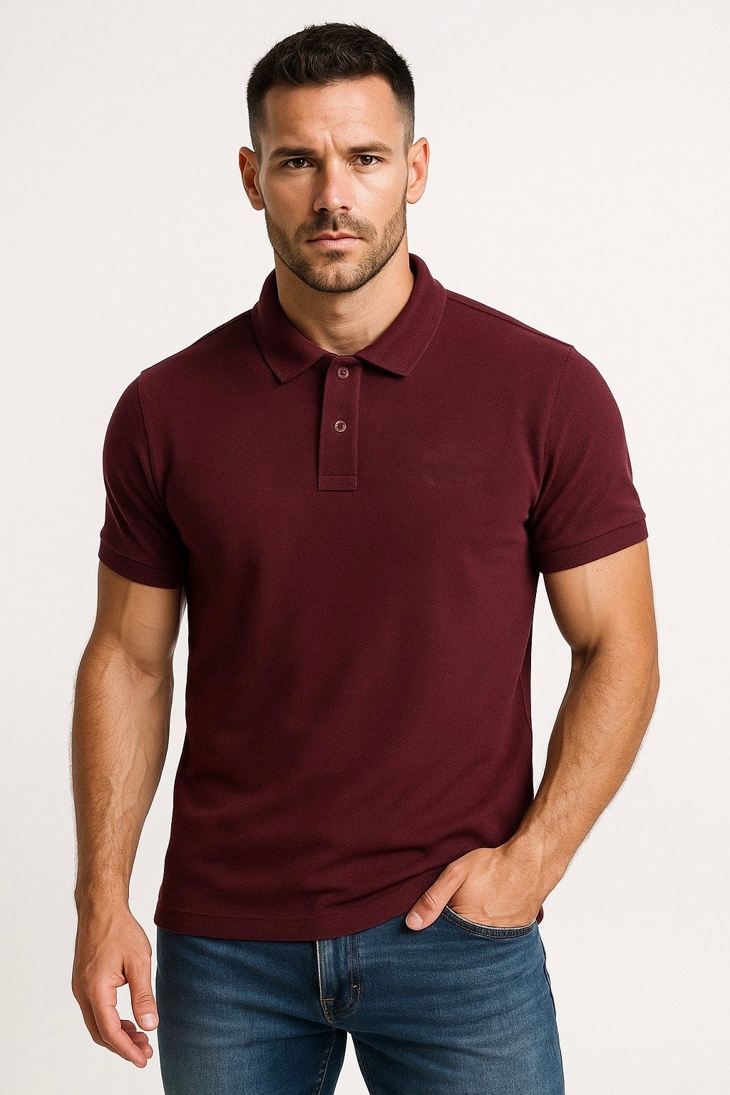 Men’s Maroon Matty Cotton Polo T-Shirt