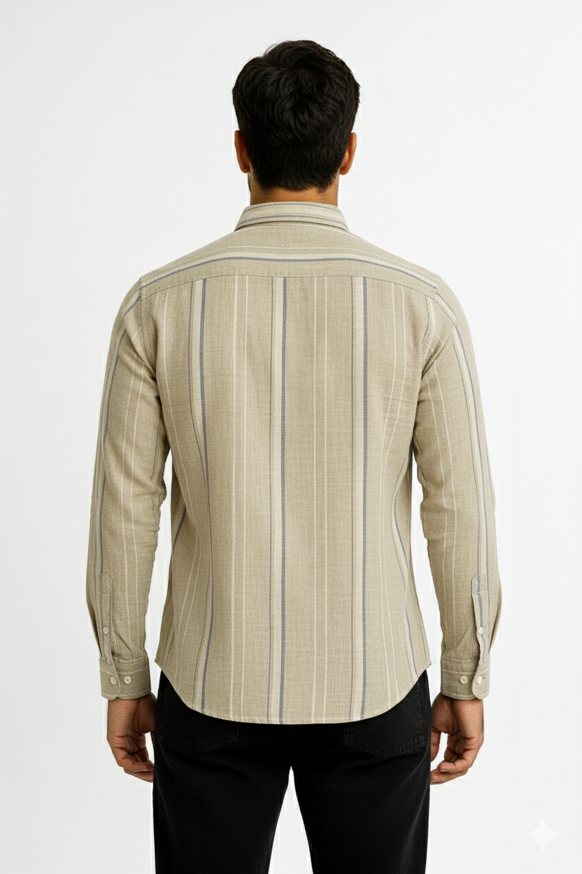 Men’s Casual Vertical Lining Striped Shirt