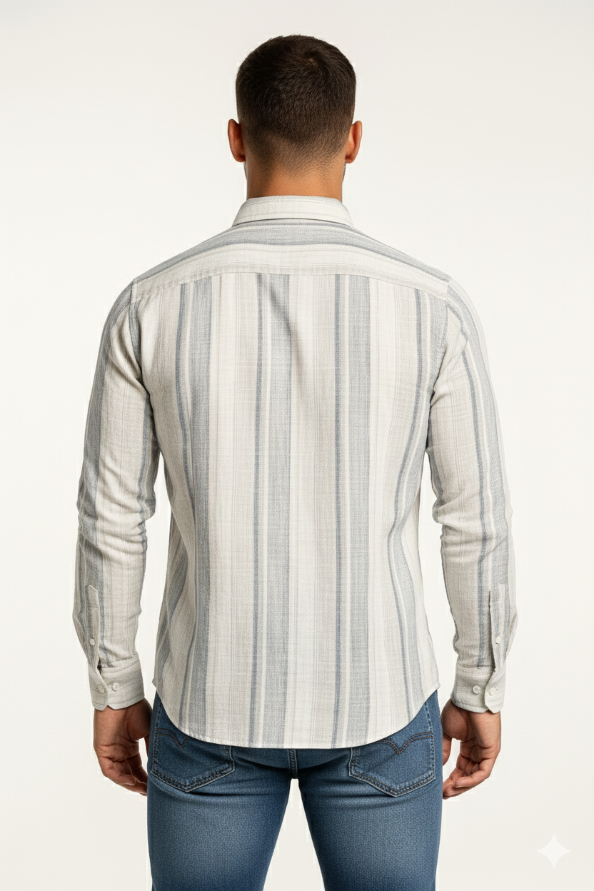 Men’s Casual Vertical Lining Striped Shirt