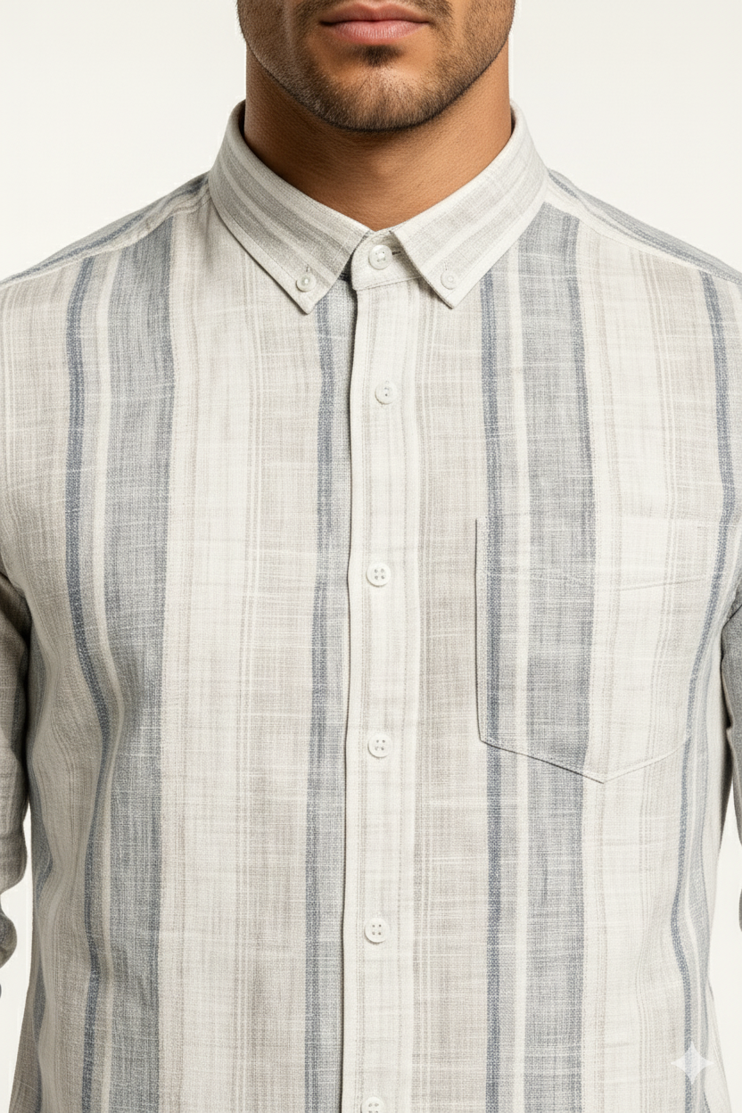 Men’s Casual Vertical Lining Striped Shirt