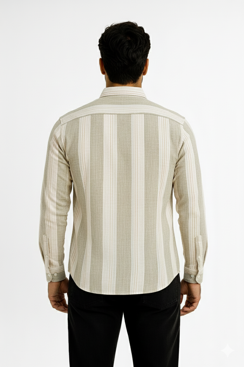 Men’s Casual Vertical Lining Striped Shirt