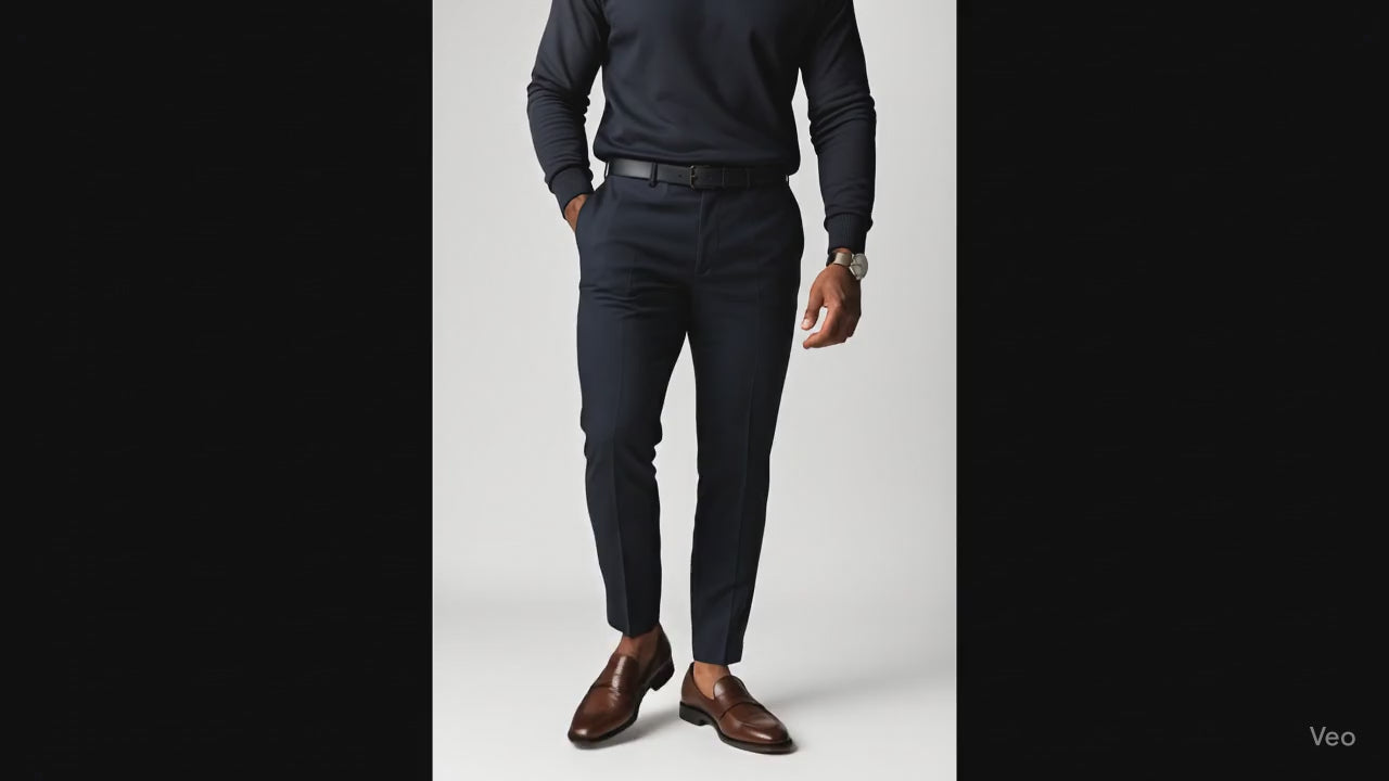 Men’s Navy Blue Lycra Formal Pants