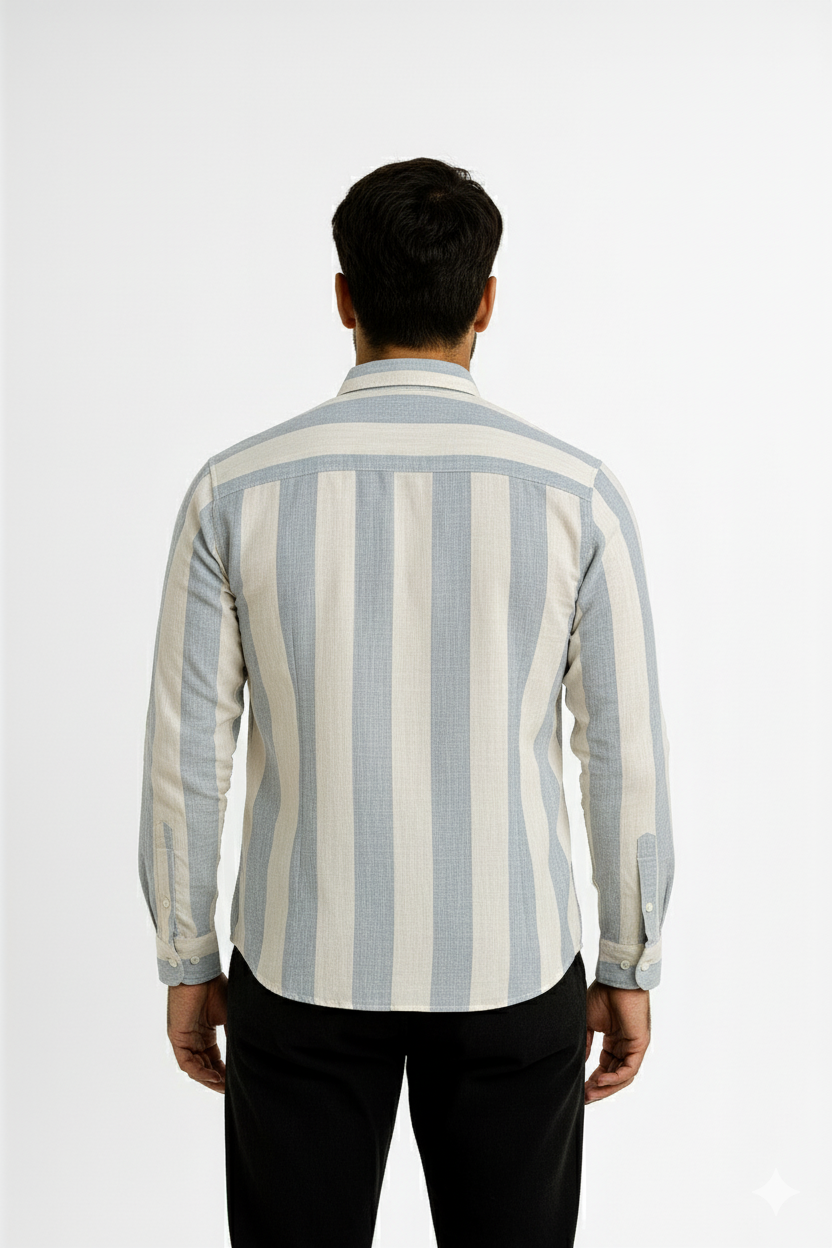 Men’s Casual Vertical Lining Striped Shirt